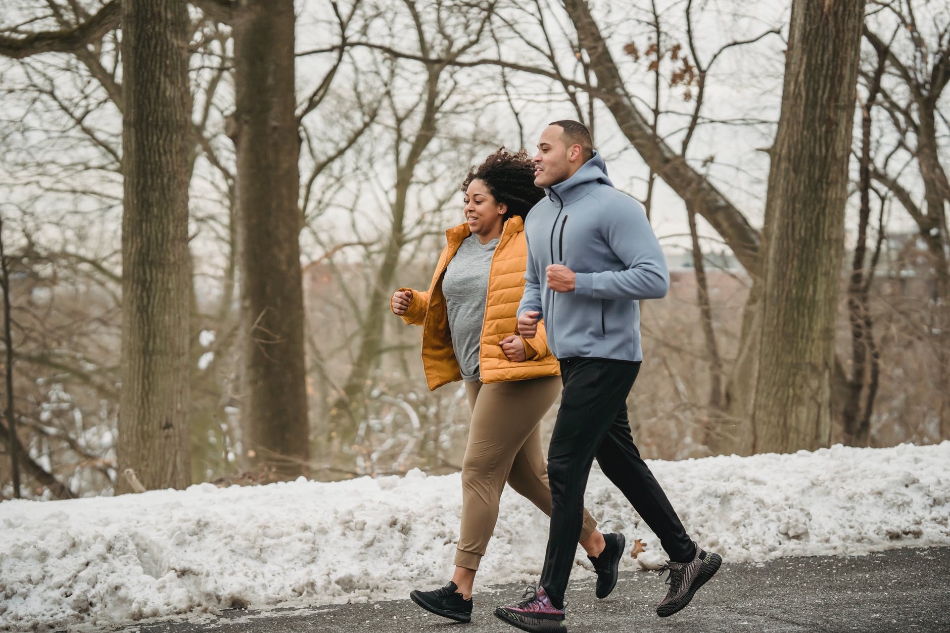 exercising outdoors